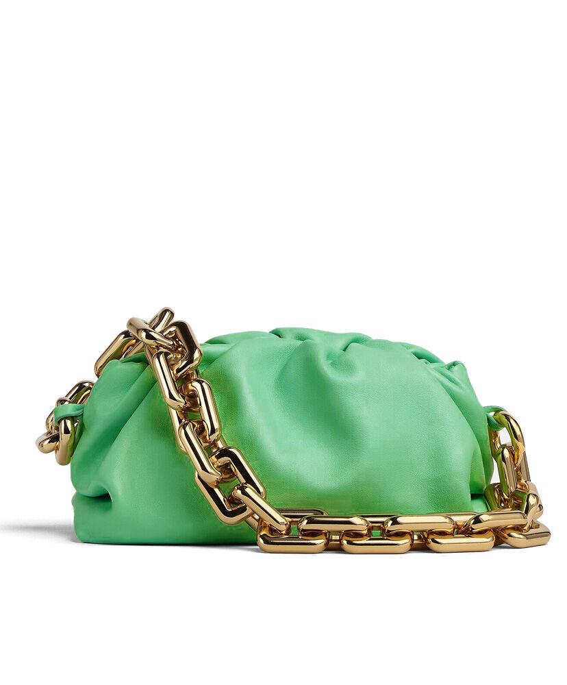 Bottega Veneta Teen Chain Pouch Leather Clutch Green